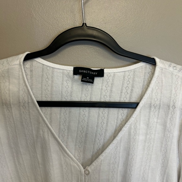 Sanctuary white Pointelle Tie Tee 100% cotton size M - Picture 3 of 12